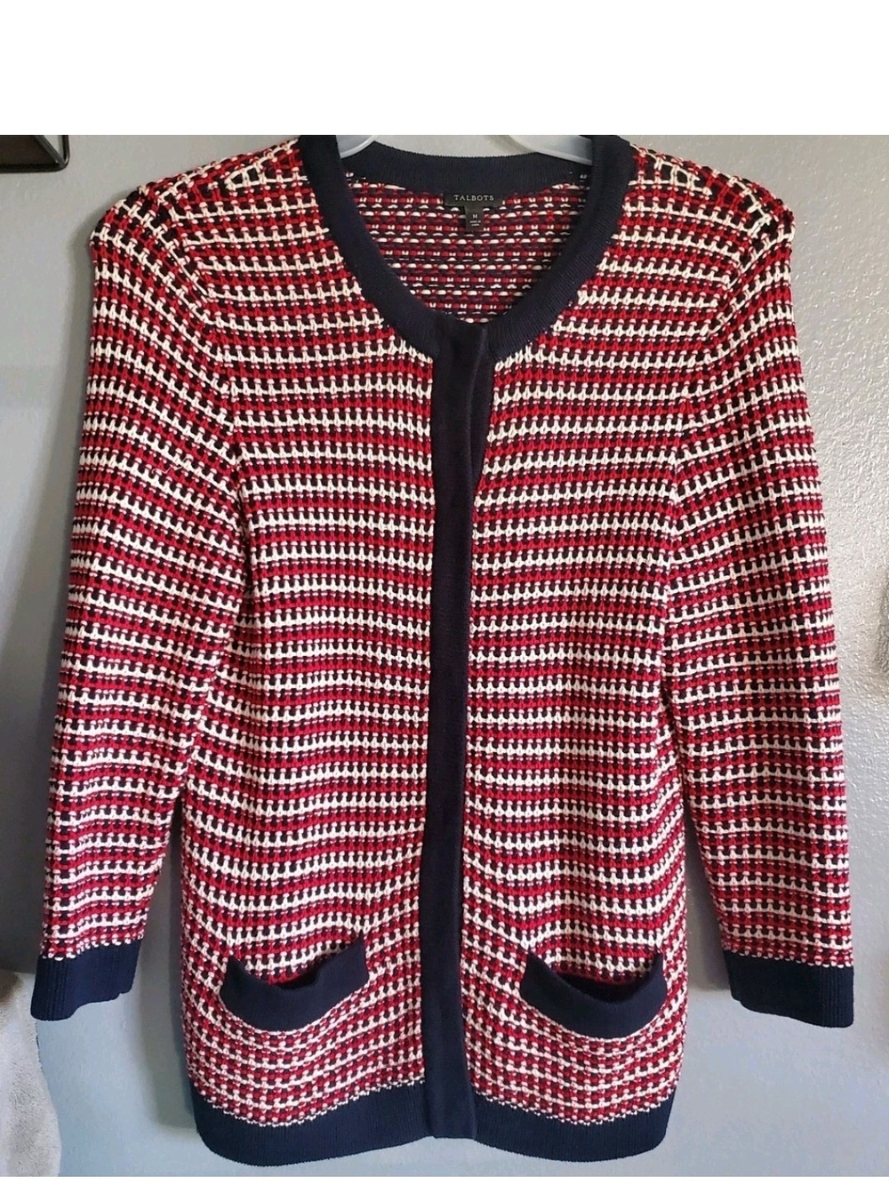 Talbots Hand Knit Textured Sweater Chunky Sz M Preppy Coastal Nautical Country